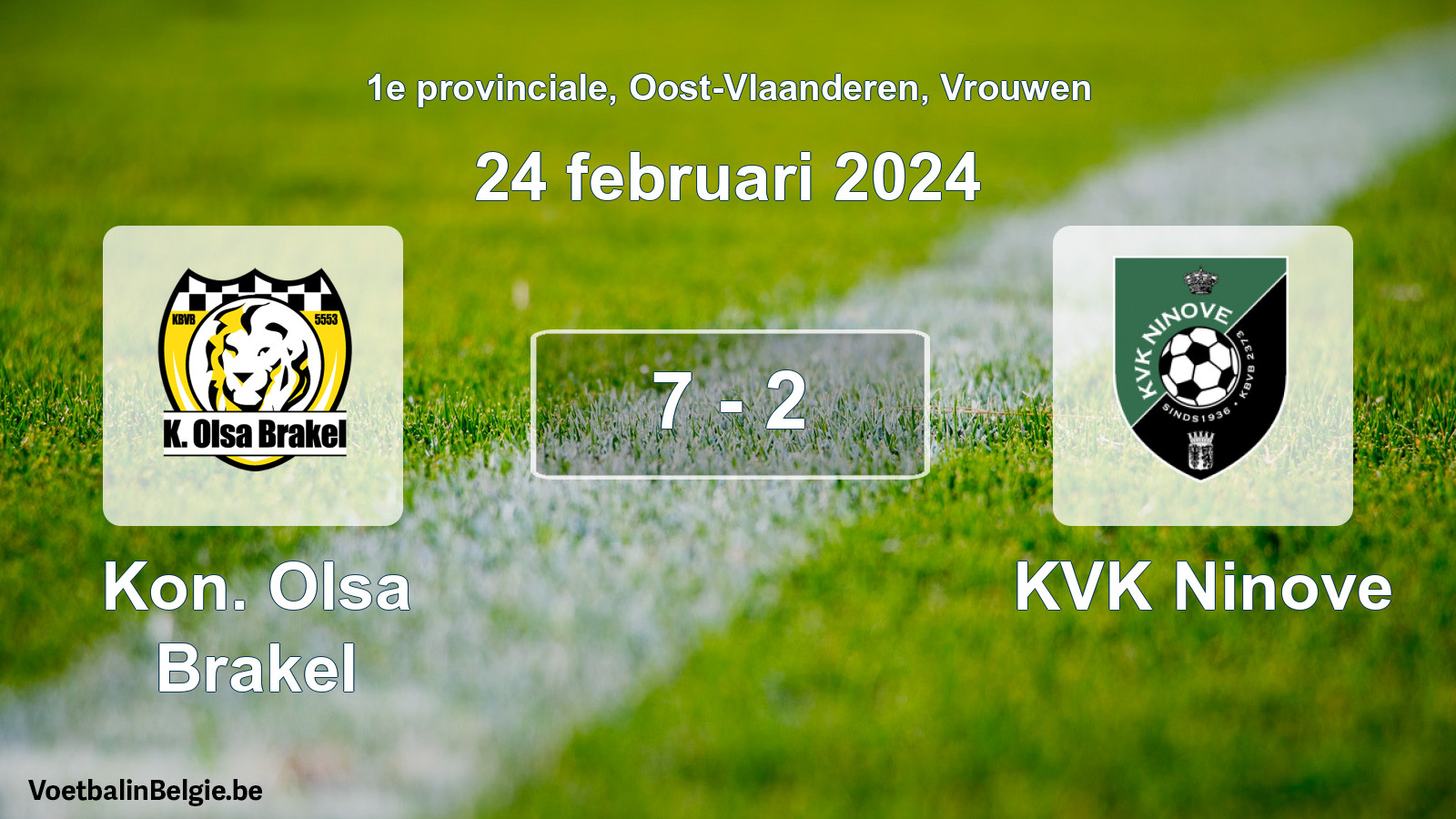 Gespieltes Spiel frauen-Fußball: Kon. Olsa Brakel - KVK Ninove 7 - 2 (24 Februar 2024)