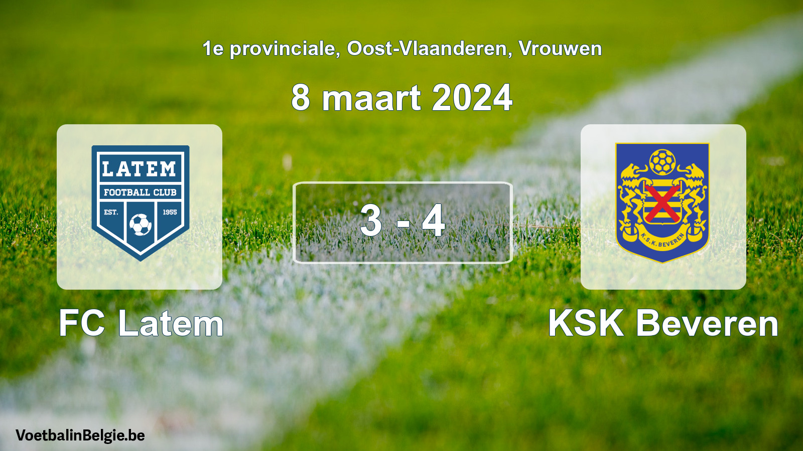 Gespeelde wedstrijd vrouwenvoetbal: FC Latem - KSK Beveren 3 - 4 (8 maart 2024)