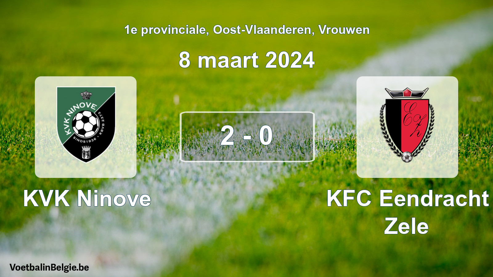 Gespeelde wedstrijd vrouwenvoetbal: KVK Ninove - KFC Eendracht Zele 2 - 0 (8 maart 2024)
