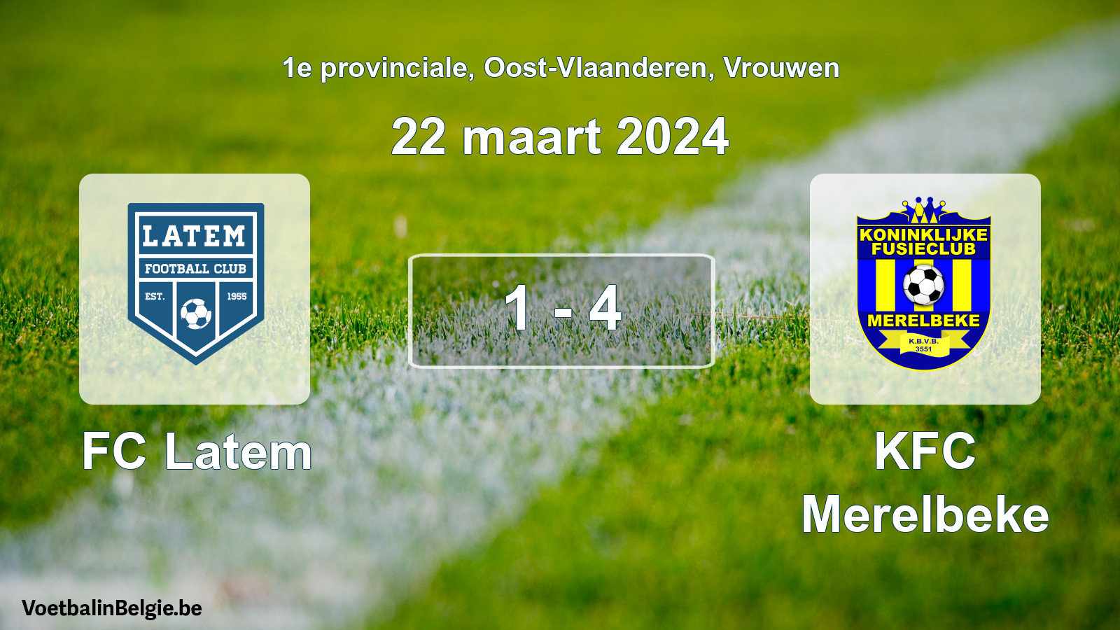 Gespeelde wedstrijd vrouwenvoetbal: FC Latem - KFC Merelbeke 1 - 4 (22 maart 2024)