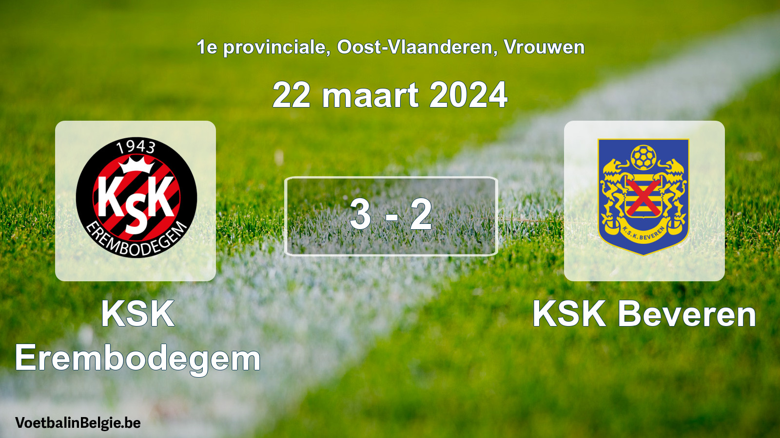 Played match women football: KSK Erembodegem - KSK Beveren 3 - 2 (22 March 2024)