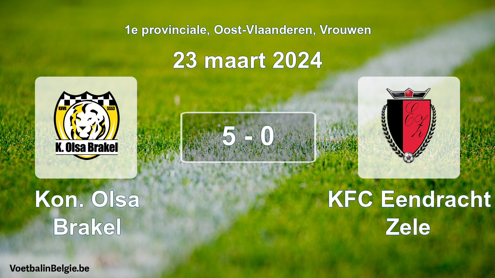 Gespeelde wedstrijd vrouwenvoetbal: Kon. Olsa Brakel - KFC Eendracht Zele 5 - 0 (23 maart 2024)