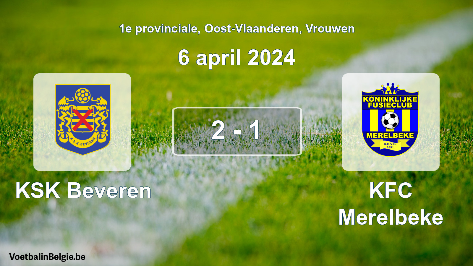 Gespeelde wedstrijd vrouwenvoetbal: KSK Beveren - KFC Merelbeke 2 - 1 (6 april 2024)