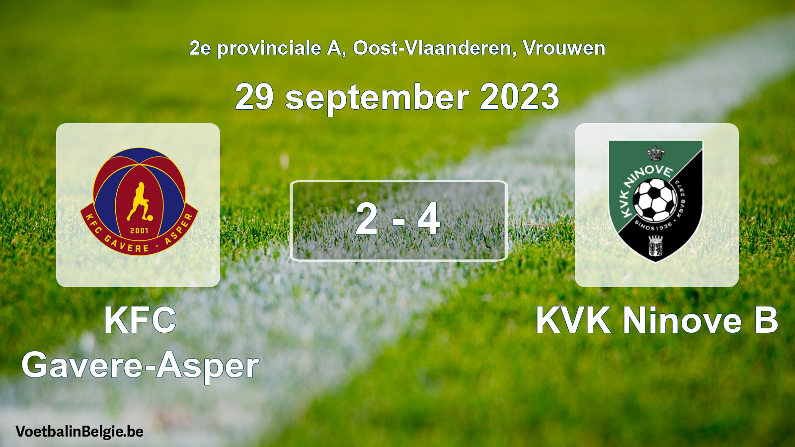 Gespeelde wedstrijd vrouwenvoetbal: KFC Gavere-Asper - KVK Ninove B 2 - 4 (29 september 2023)