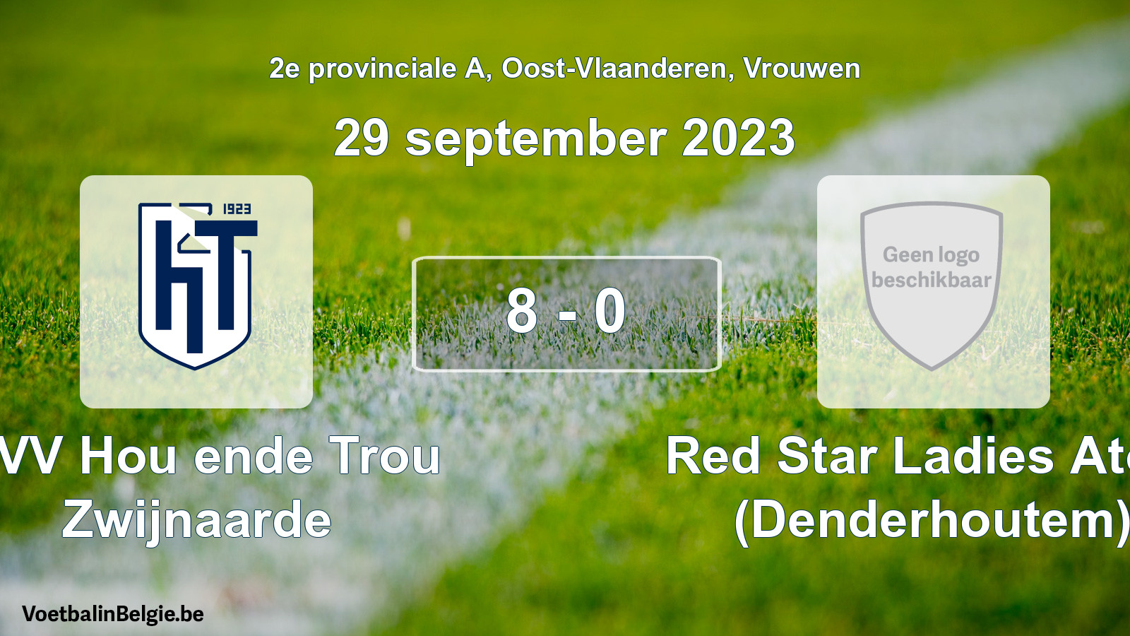 Gespeelde wedstrijd vrouwenvoetbal: KVV Hou ende Trou Zwijnaarde - Red Star Ladies Atom (Denderhoutem) 8 - 0 (29 september 2023)