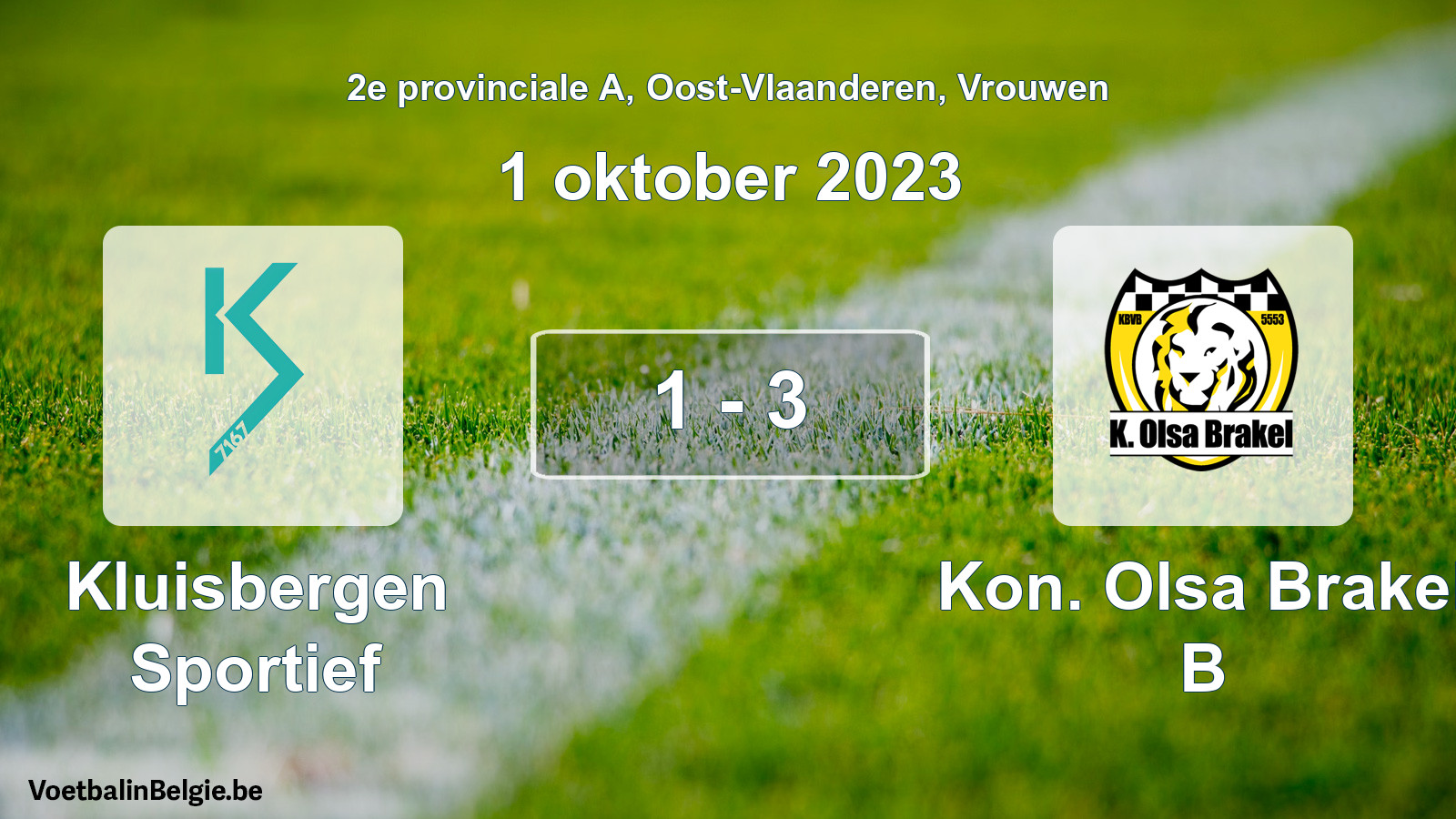 Played match women football: Kluisbergen Sportief - Kon. Olsa Brakel B 1 - 3 (1 October 2023)