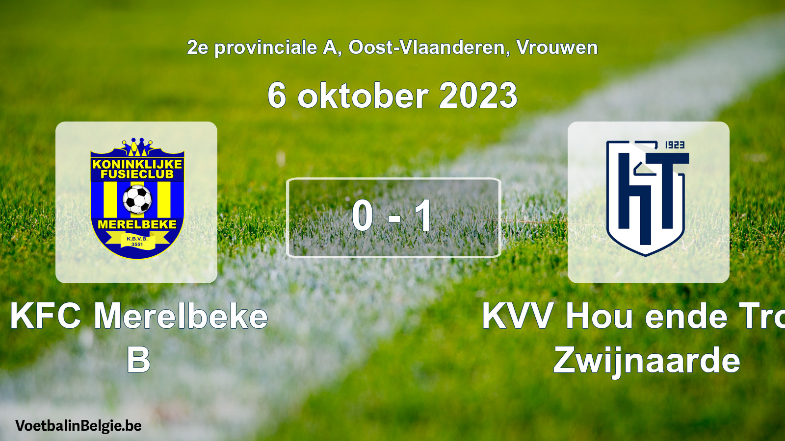 Match joué football femmes: KFC Merelbeke B - KVV Hou ende Trou Zwijnaarde 0 - 1 (6 octobre 2023)
