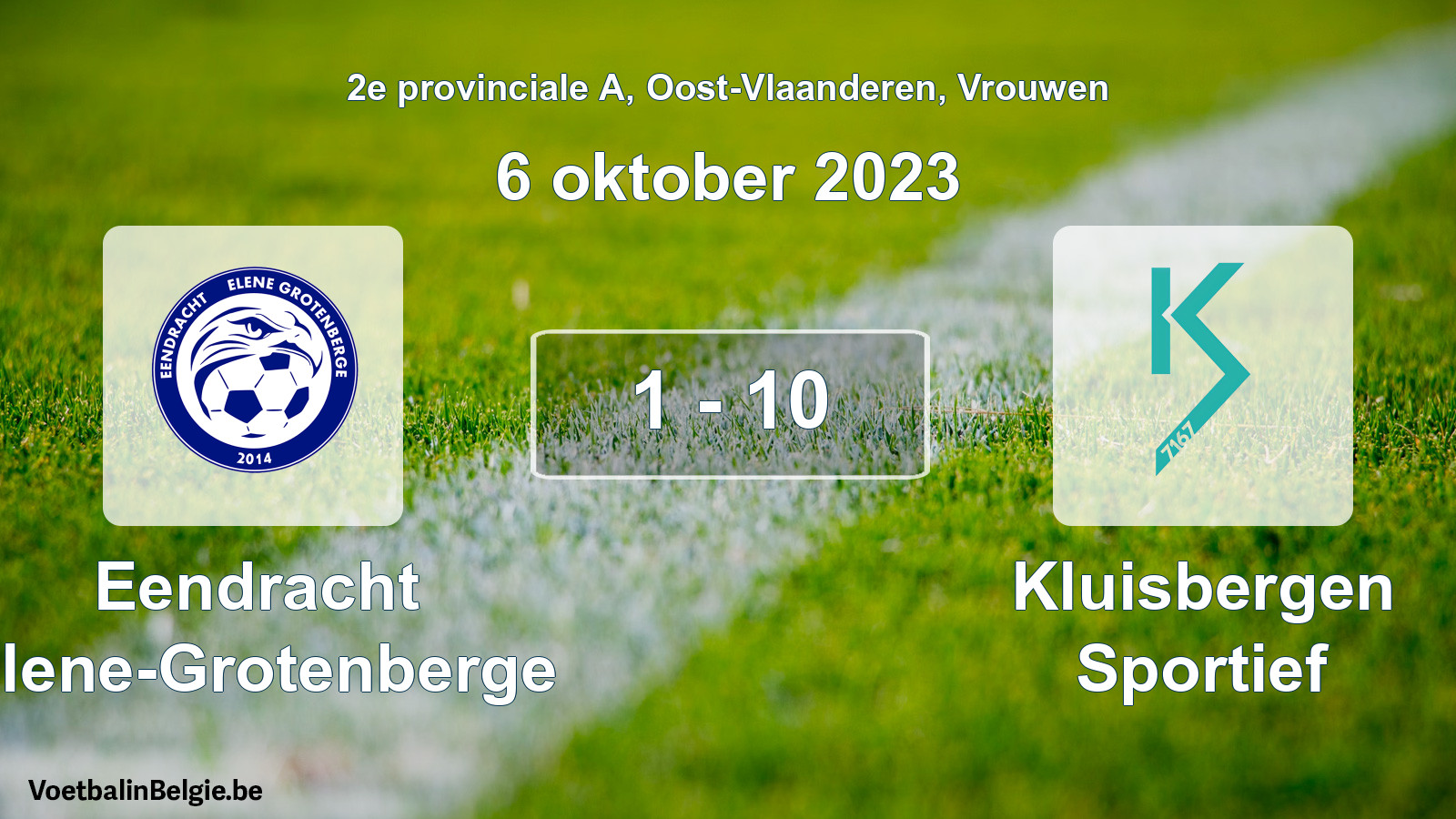 Gespeelde wedstrijd vrouwenvoetbal: Eendracht Elene-Grotenberge - Kluisbergen Sportief 1 - 10 (6 oktober 2023)