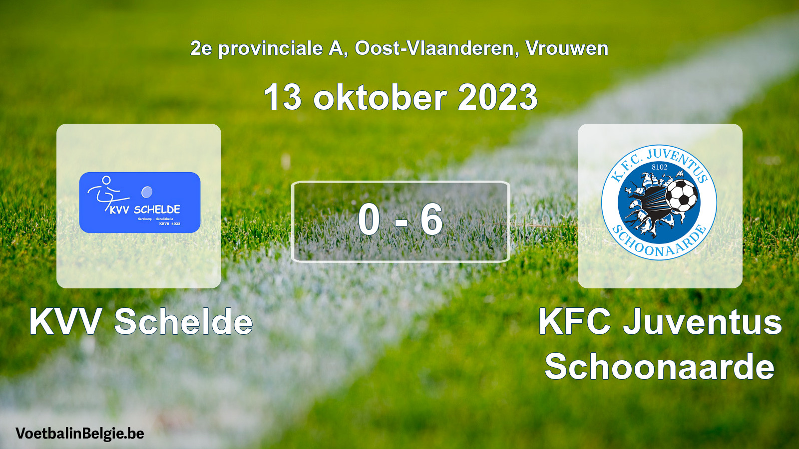 Gespeelde wedstrijd vrouwenvoetbal: KVV Schelde - KFC Juventus Schoonaarde 0 - 6 (13 oktober 2023)