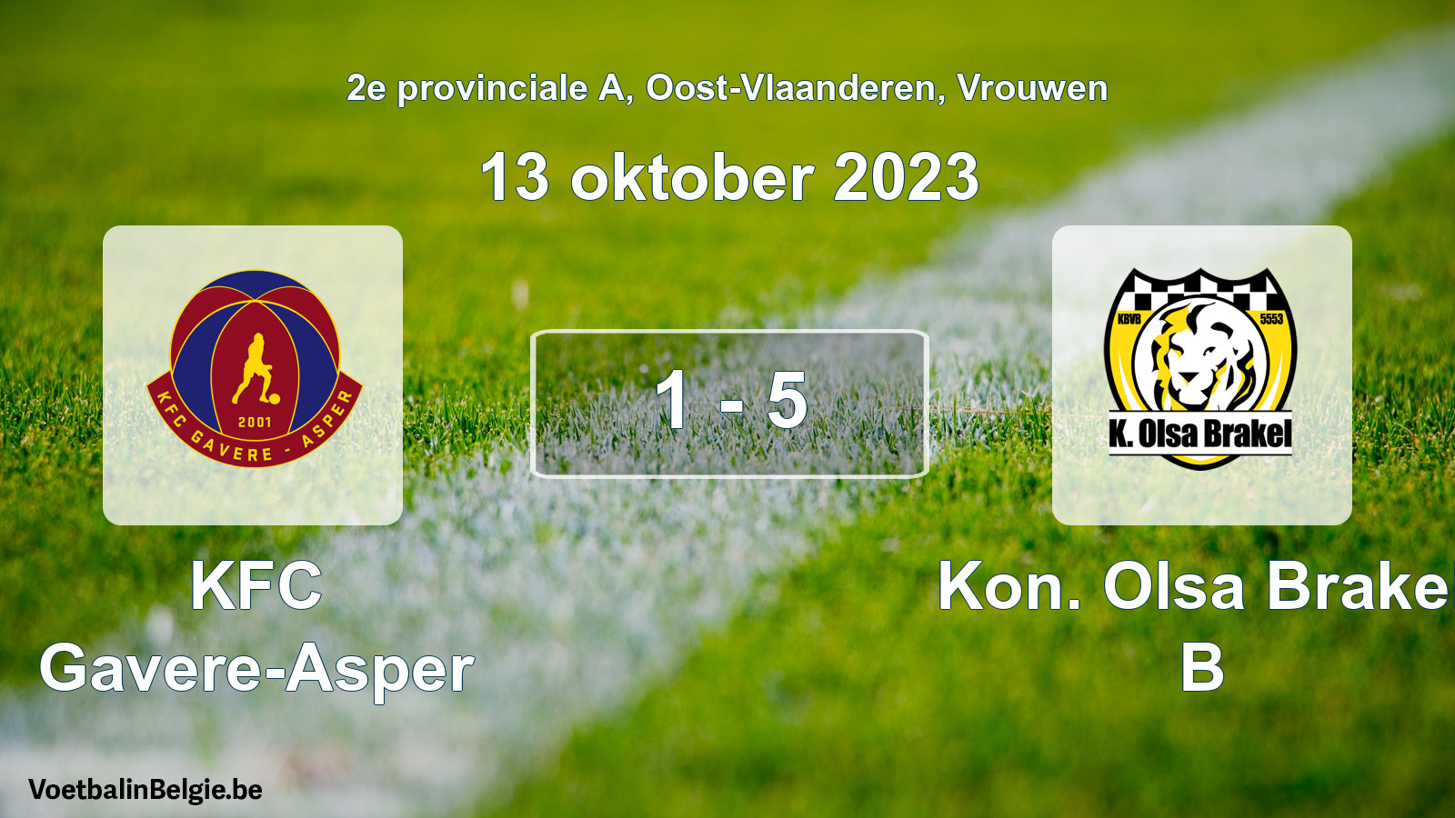 Gespeelde wedstrijd vrouwenvoetbal: KFC Gavere-Asper - Kon. Olsa Brakel B 1 - 5 (13 oktober 2023)