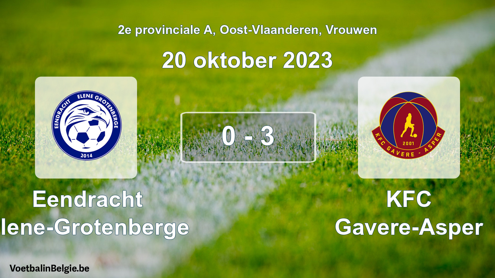 Gespeelde wedstrijd vrouwenvoetbal: Eendracht Elene-Grotenberge - KFC Gavere-Asper 0 - 3 (20 oktober 2023)