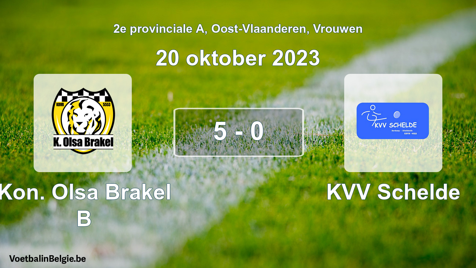 Gespeelde wedstrijd vrouwenvoetbal: Kon. Olsa Brakel B - KVV Schelde 5 - 0 (20 oktober 2023)