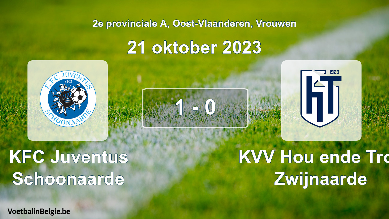 Gespeelde wedstrijd vrouwenvoetbal: KFC Juventus Schoonaarde - KVV Hou ende Trou Zwijnaarde 1 - 0 (21 oktober 2023)