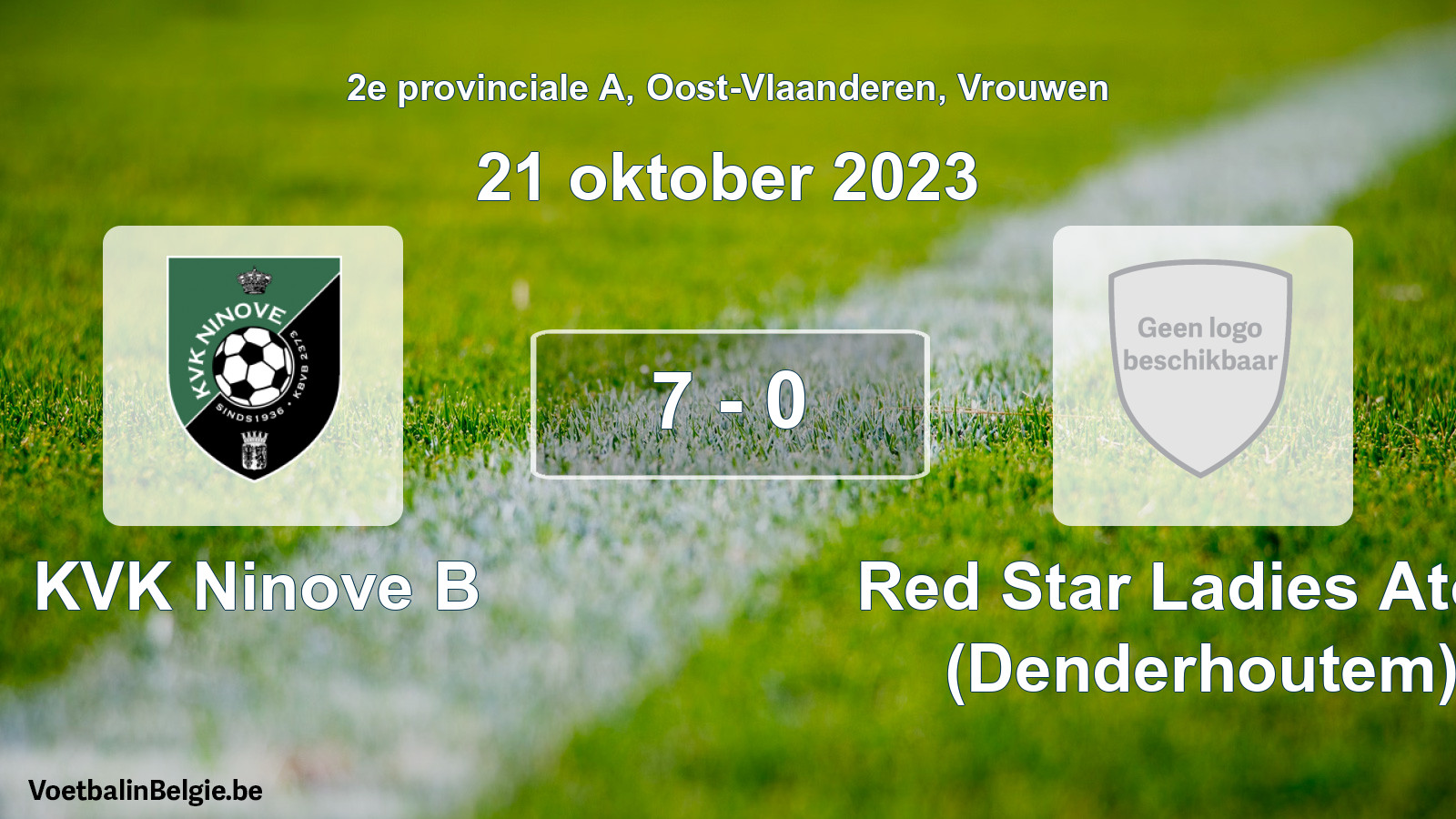 Gespeelde wedstrijd vrouwenvoetbal: KVK Ninove B - Red Star Ladies Atom (Denderhoutem) 7 - 0 (21 oktober 2023)