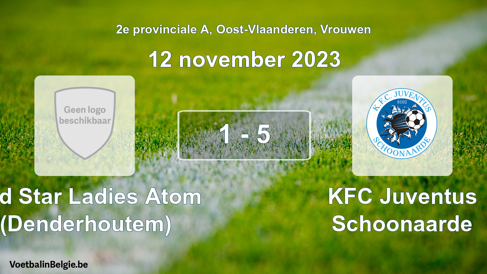 Gespeelde wedstrijd vrouwenvoetbal: Red Star Ladies Atom (Denderhoutem) - KFC Juventus Schoonaarde 1 - 5 (12 november 2023)