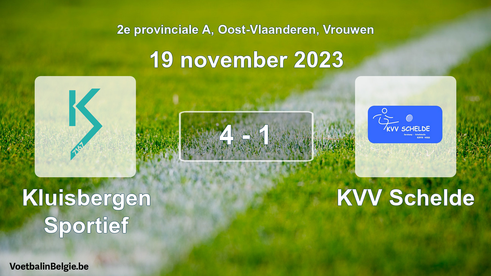 Gespeelde wedstrijd vrouwenvoetbal: Kluisbergen Sportief - KVV Schelde 4 - 1 (19 november 2023)
