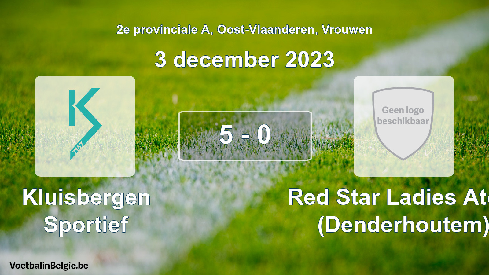Gespeelde wedstrijd vrouwenvoetbal: Kluisbergen Sportief - Red Star Ladies Atom (Denderhoutem) 5 - 0 (3 december 2023)