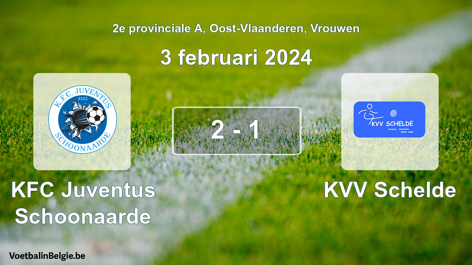 Gespeelde wedstrijd vrouwenvoetbal: KFC Juventus Schoonaarde - KVV Schelde 2 - 1 (3 februari 2024)
