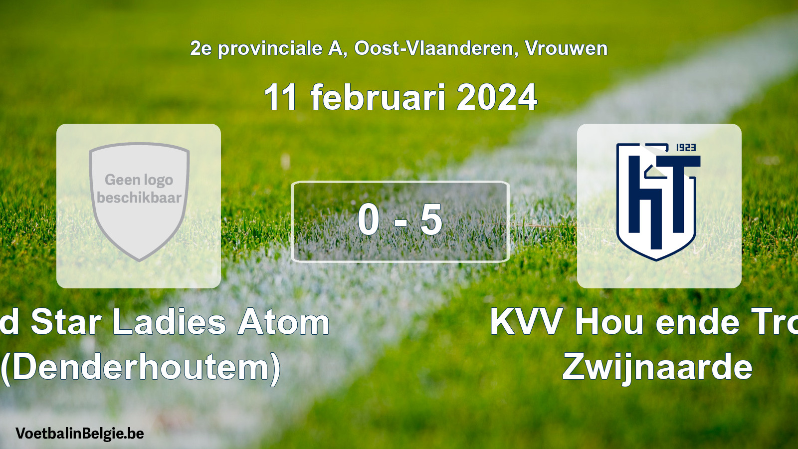 Gespeelde wedstrijd vrouwenvoetbal: Red Star Ladies Atom (Denderhoutem) - KVV Hou ende Trou Zwijnaarde 0 - 5 (11 februari 2024)