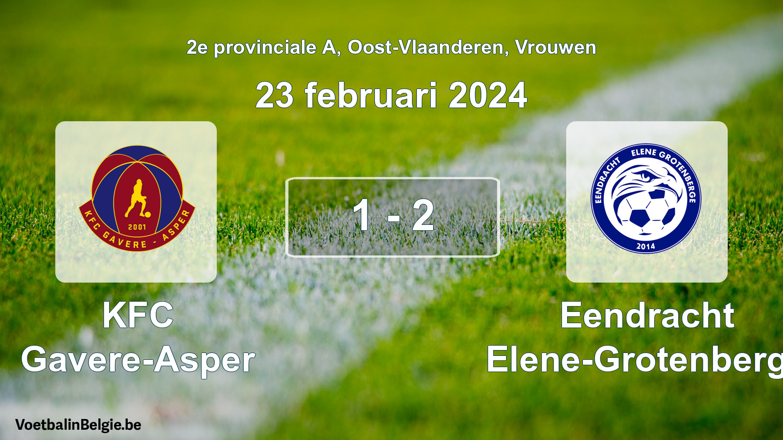 Gespeelde wedstrijd vrouwenvoetbal: KFC Gavere-Asper - Eendracht Elene-Grotenberge 1 - 2 (23 februari 2024)