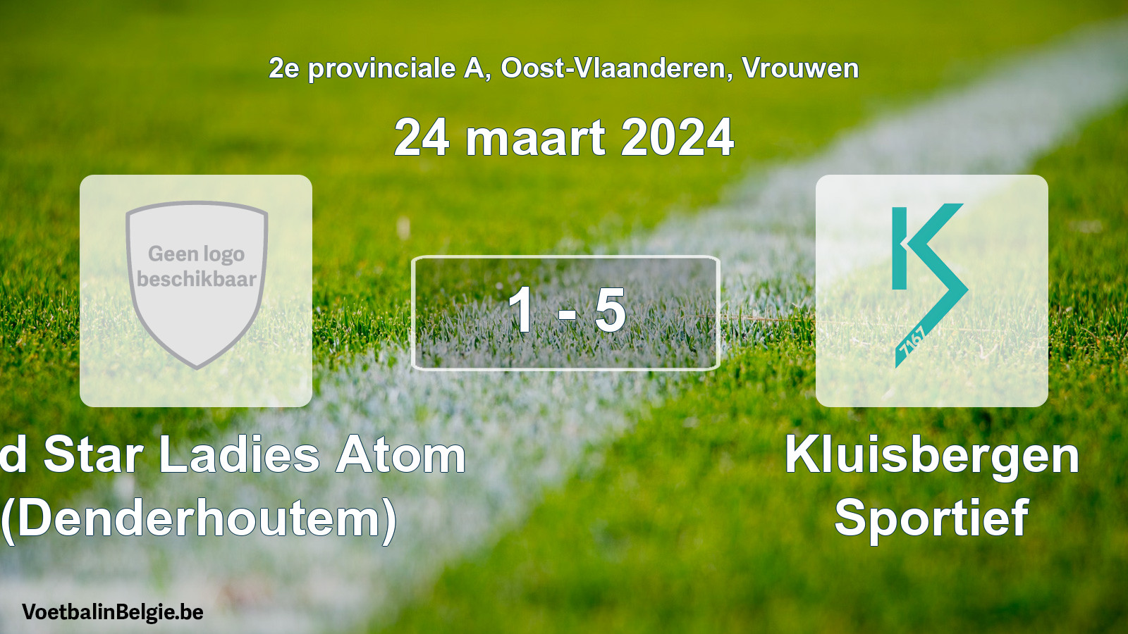 Gespeelde wedstrijd vrouwenvoetbal: Red Star Ladies Atom (Denderhoutem) - Kluisbergen Sportief 1 - 5 (24 maart 2024)