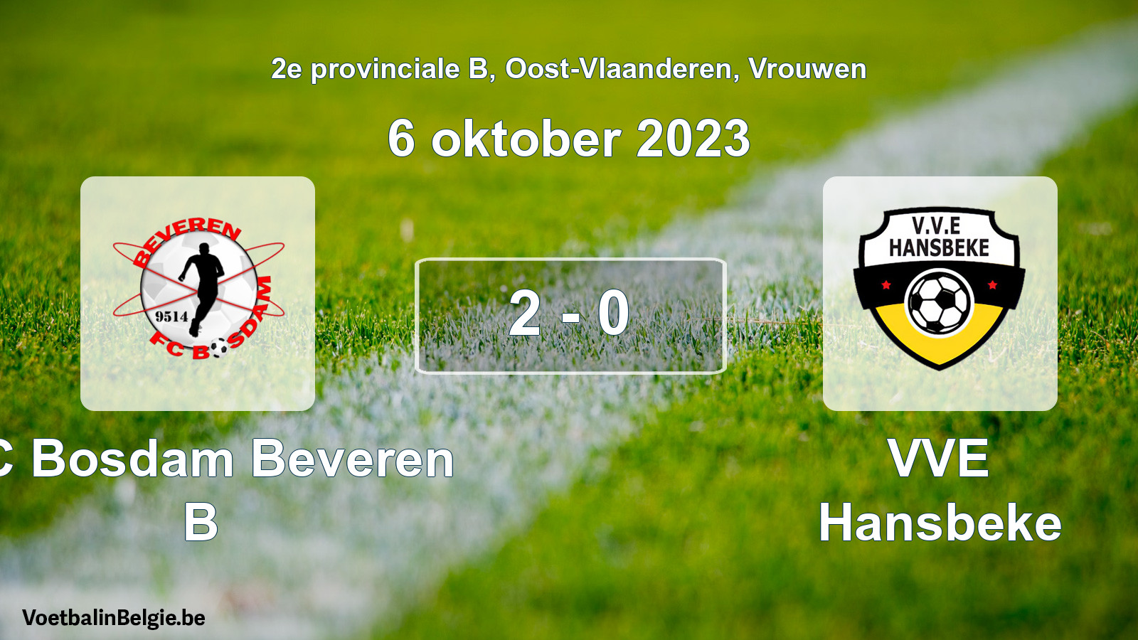 Gespeelde wedstrijd vrouwenvoetbal: FC Bosdam Beveren B - VVE Hansbeke 2 - 0 (6 oktober 2023)