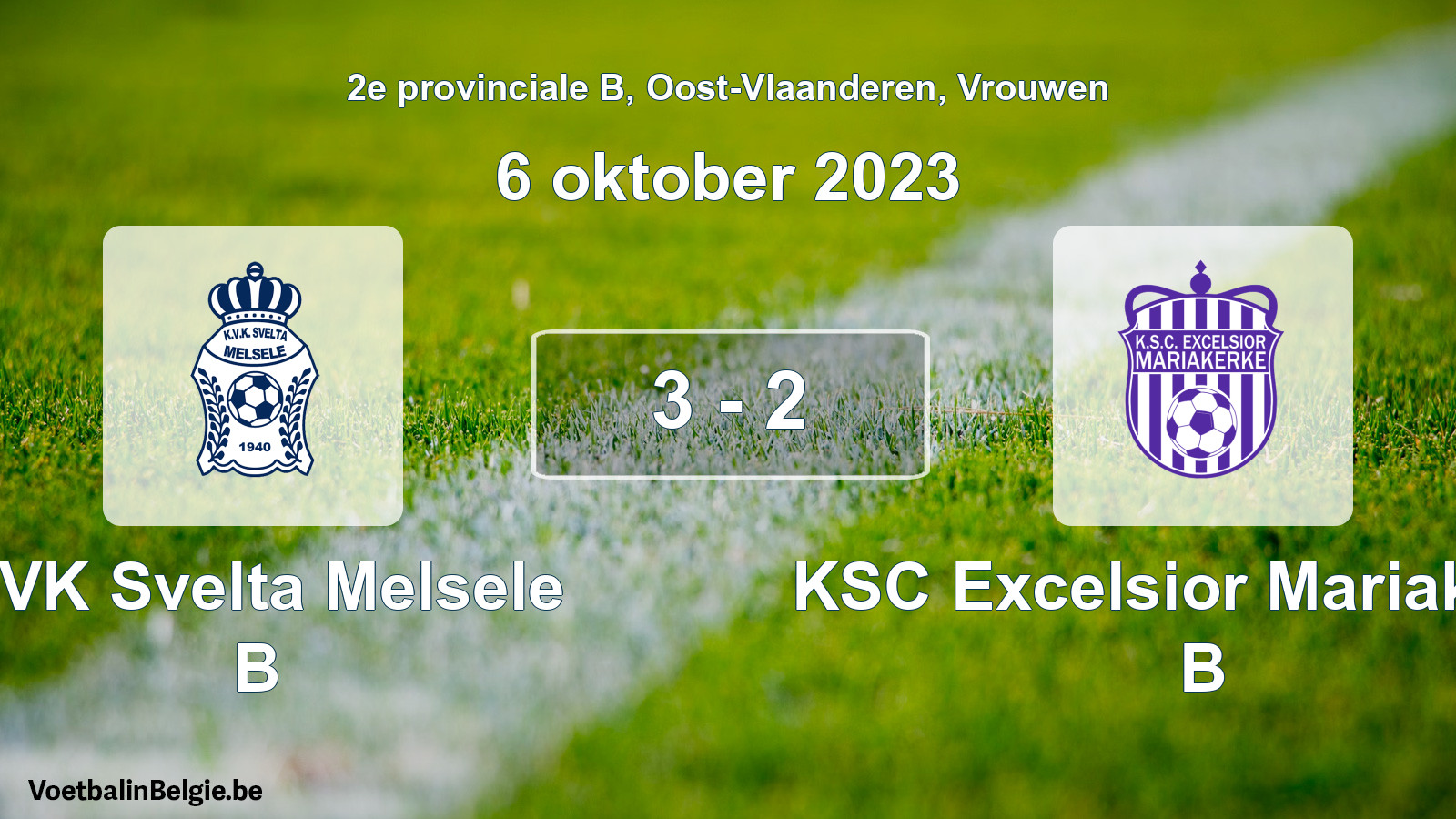Gespeelde wedstrijd vrouwenvoetbal: KVK Svelta Melsele B - KSC Excelsior Mariakerke B 3 - 2 (6 oktober 2023)