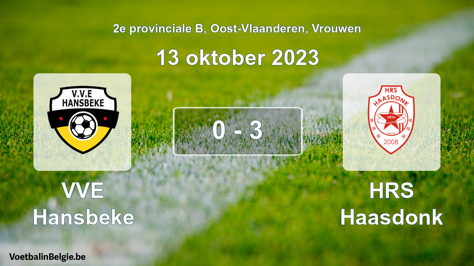 Gespeelde wedstrijd vrouwenvoetbal: VVE Hansbeke - HRS Haasdonk 0 - 3 (13 oktober 2023)