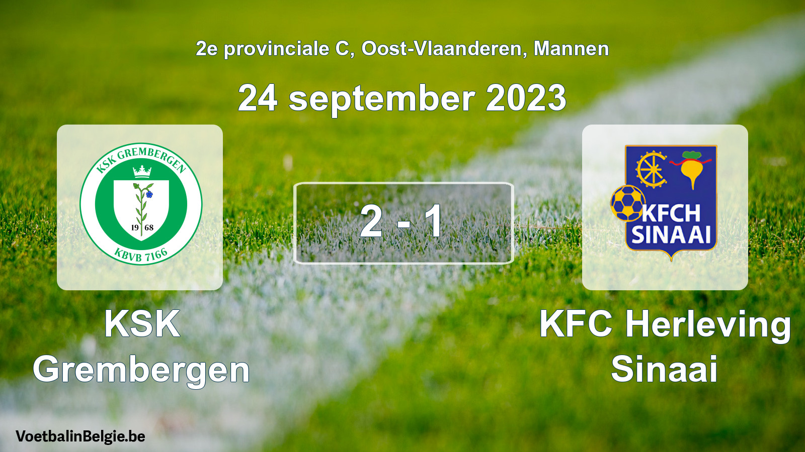 Gespeelde wedstrijd mannenvoetbal: KSK Grembergen - KFC Herleving Sinaai 2 - 1 (24 september 2023)