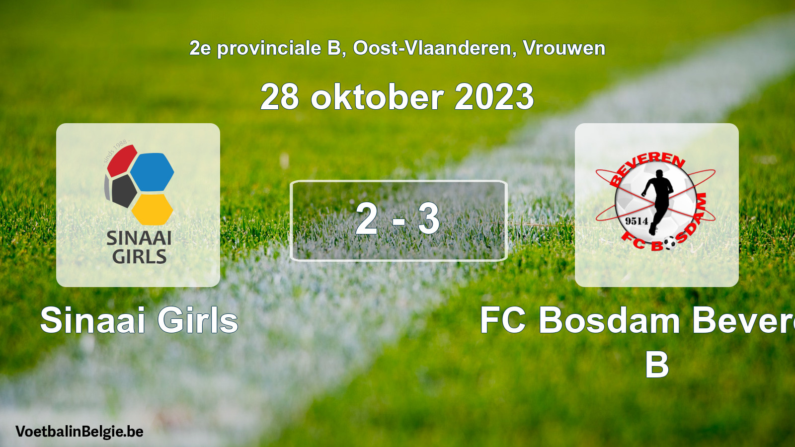 Gespeelde wedstrijd vrouwenvoetbal: Sinaai Girls - FC Bosdam Beveren B 2 - 3 (28 oktober 2023)