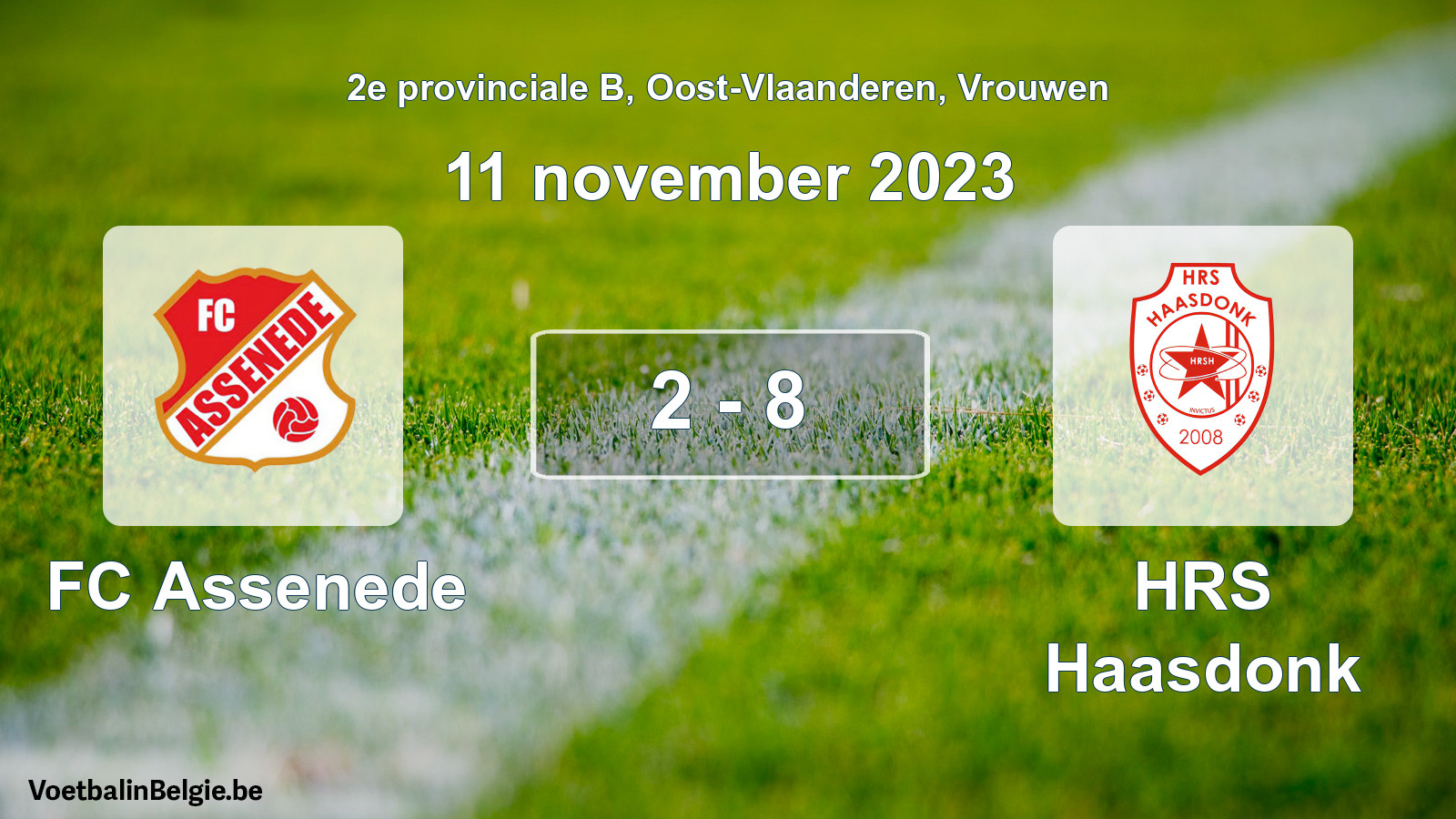 Gespeelde wedstrijd vrouwenvoetbal: FC Assenede - HRS Haasdonk 2 - 8 (11 november 2023)
