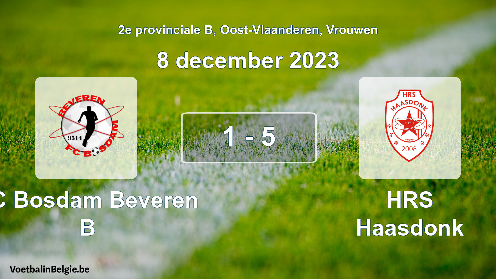 Gespeelde wedstrijd vrouwenvoetbal: FC Bosdam Beveren B - HRS Haasdonk 1 - 5 (8 december 2023)