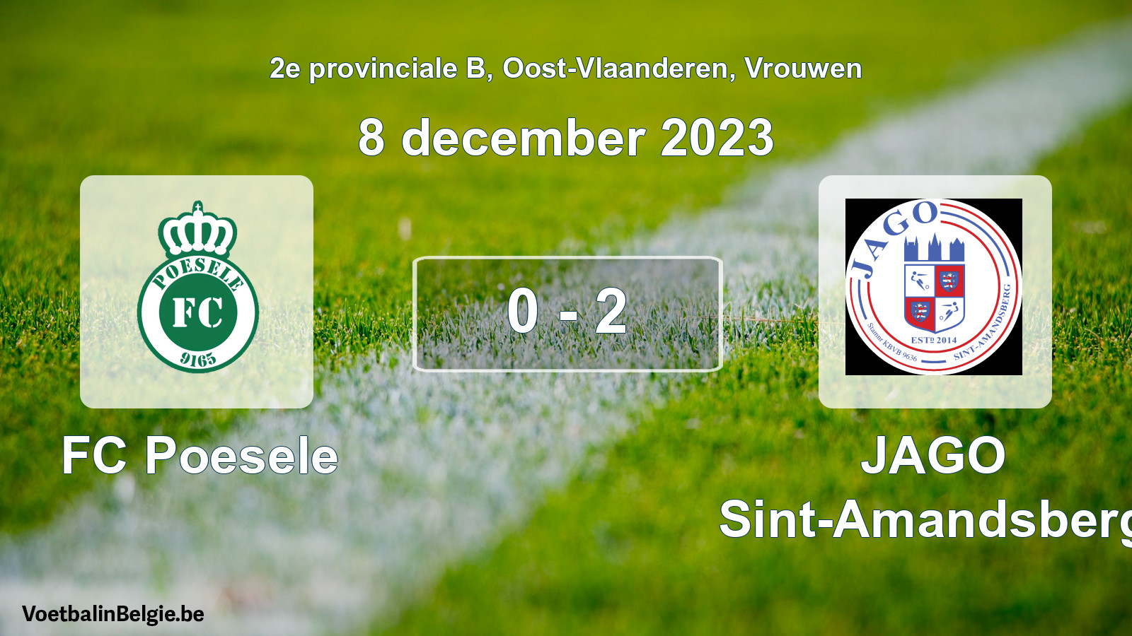 Gespeelde wedstrijd vrouwenvoetbal: FC Poesele - JAGO Sint-Amandsberg 0 - 2 (8 december 2023)