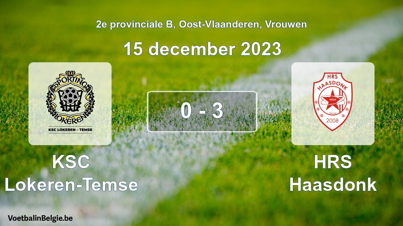 Gespeelde wedstrijd vrouwenvoetbal: KSC Lokeren-Temse - HRS Haasdonk 0 - 3 (15 december 2023)
