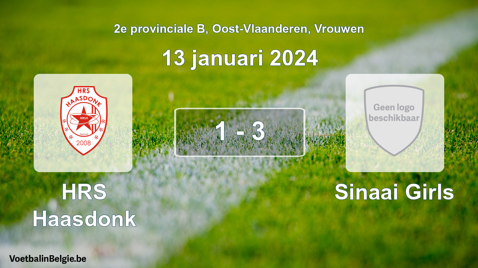 Gespeelde wedstrijd vrouwenvoetbal: HRS Haasdonk - Sinaai Girls 1 - 3 (13 januari 2024)