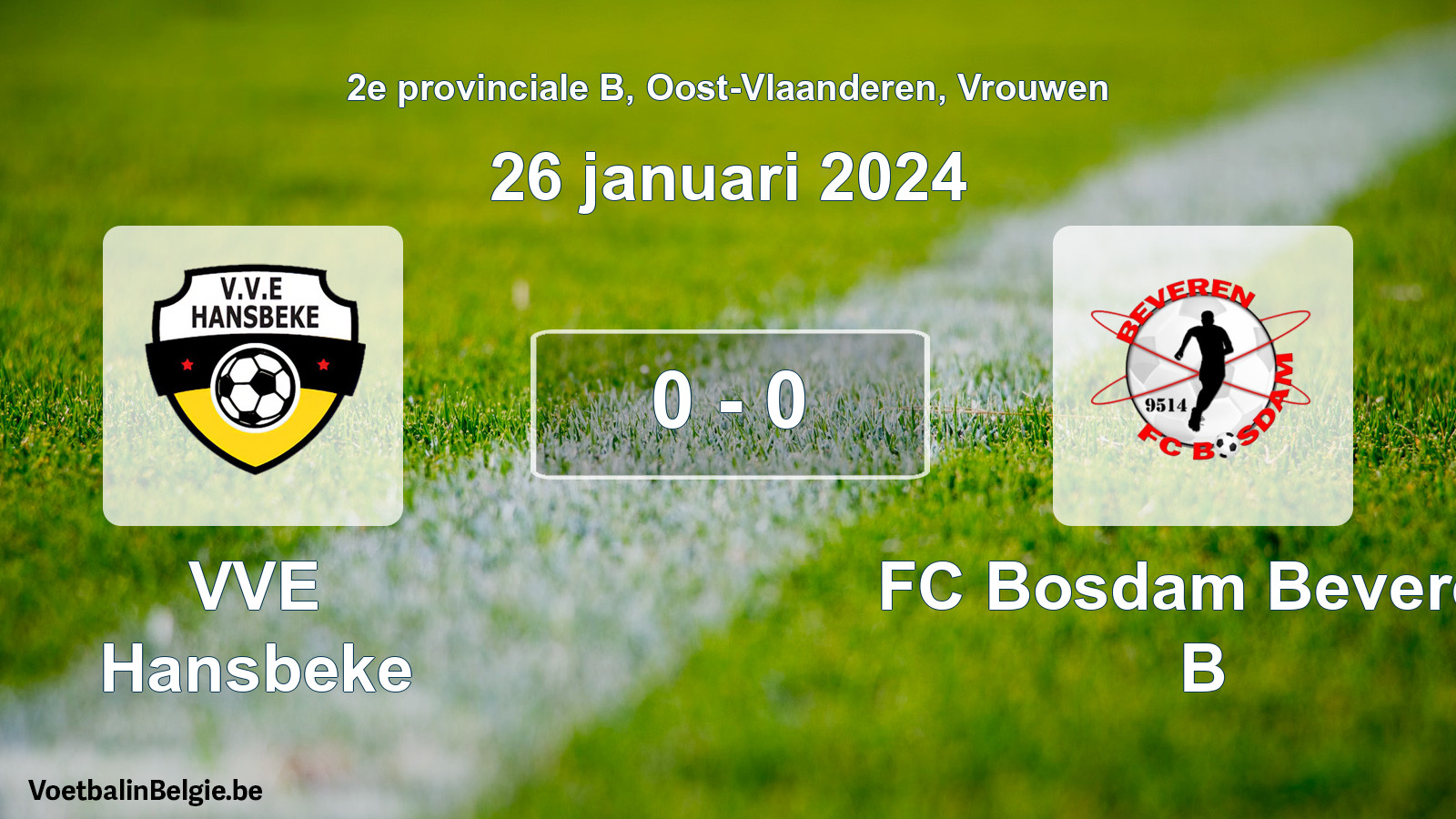 Gespeelde wedstrijd vrouwenvoetbal: VVE Hansbeke - FC Bosdam Beveren B 0 - 0 (26 januari 2024)