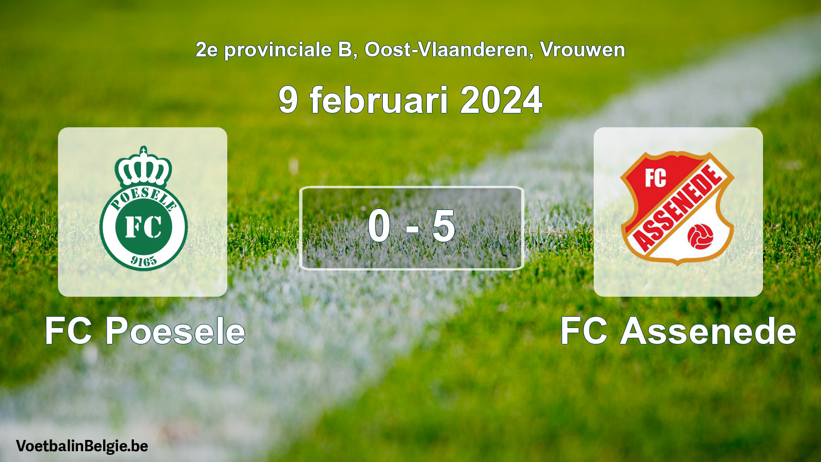Gespeelde wedstrijd vrouwenvoetbal: FC Poesele - FC Assenede 0 - 5 (9 februari 2024)