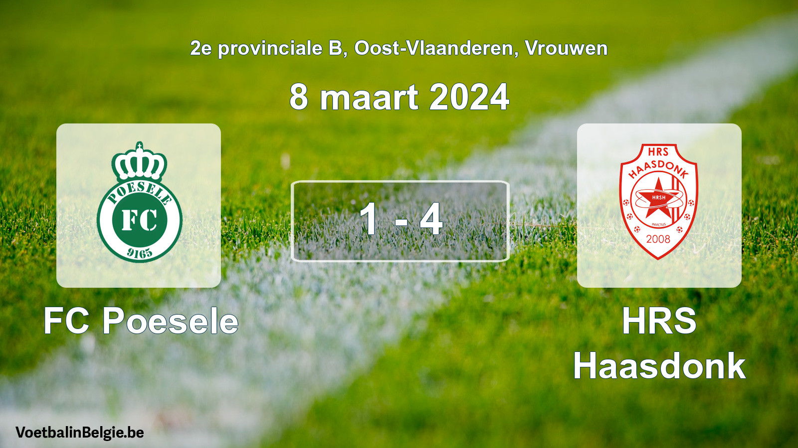 Gespeelde wedstrijd vrouwenvoetbal: FC Poesele - HRS Haasdonk 1 - 4 (8 maart 2024)
