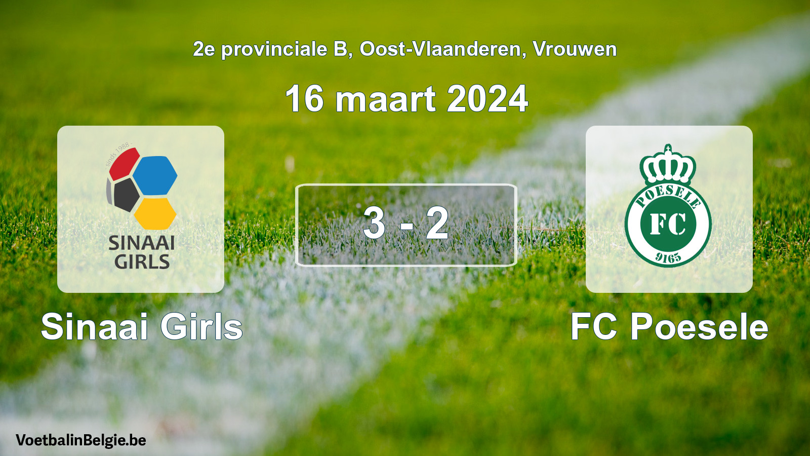 Gespeelde wedstrijd vrouwenvoetbal: Sinaai Girls - FC Poesele 3 - 2 (16 maart 2024)