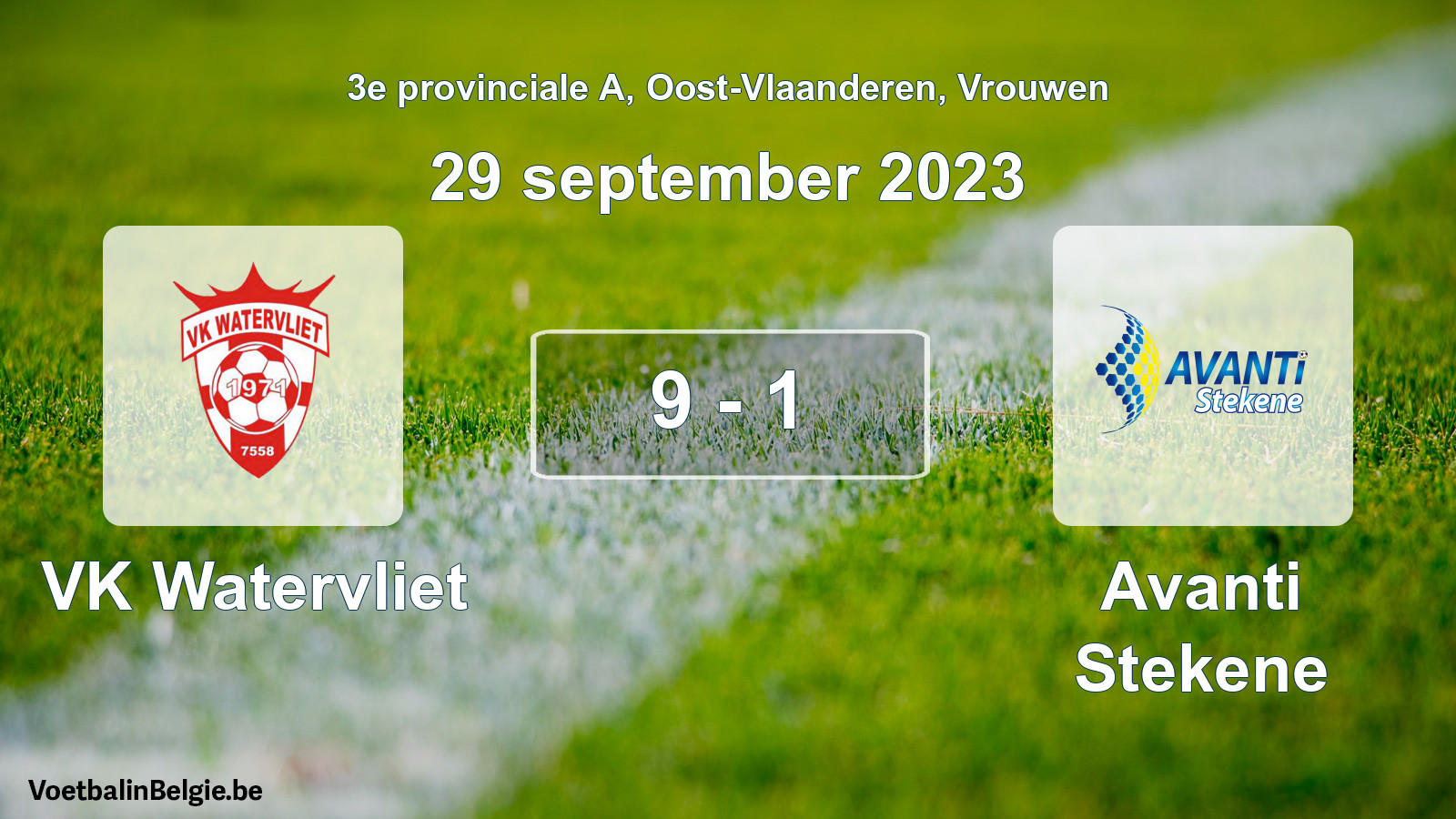 Gespeelde wedstrijd vrouwenvoetbal: VK Watervliet - Avanti Stekene 9 - 1 (29 september 2023)