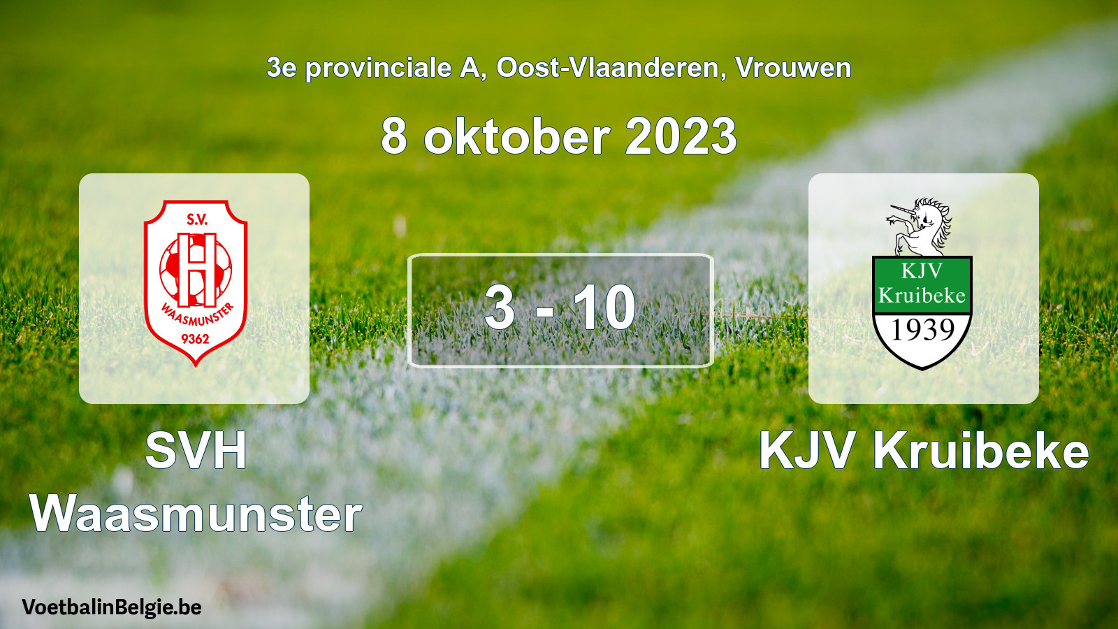 Gespeelde wedstrijd vrouwenvoetbal: SVH Waasmunster - KJV Kruibeke 3 - 10 (8 oktober 2023)