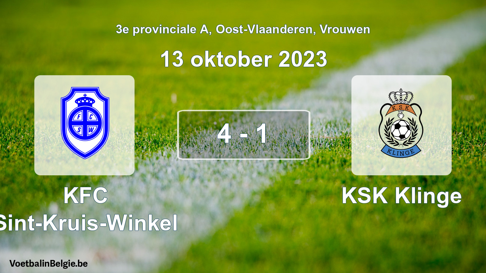 Gespeelde wedstrijd vrouwenvoetbal: KFC Sint-Kruis-Winkel - KSK Klinge 4 - 1 (13 oktober 2023)