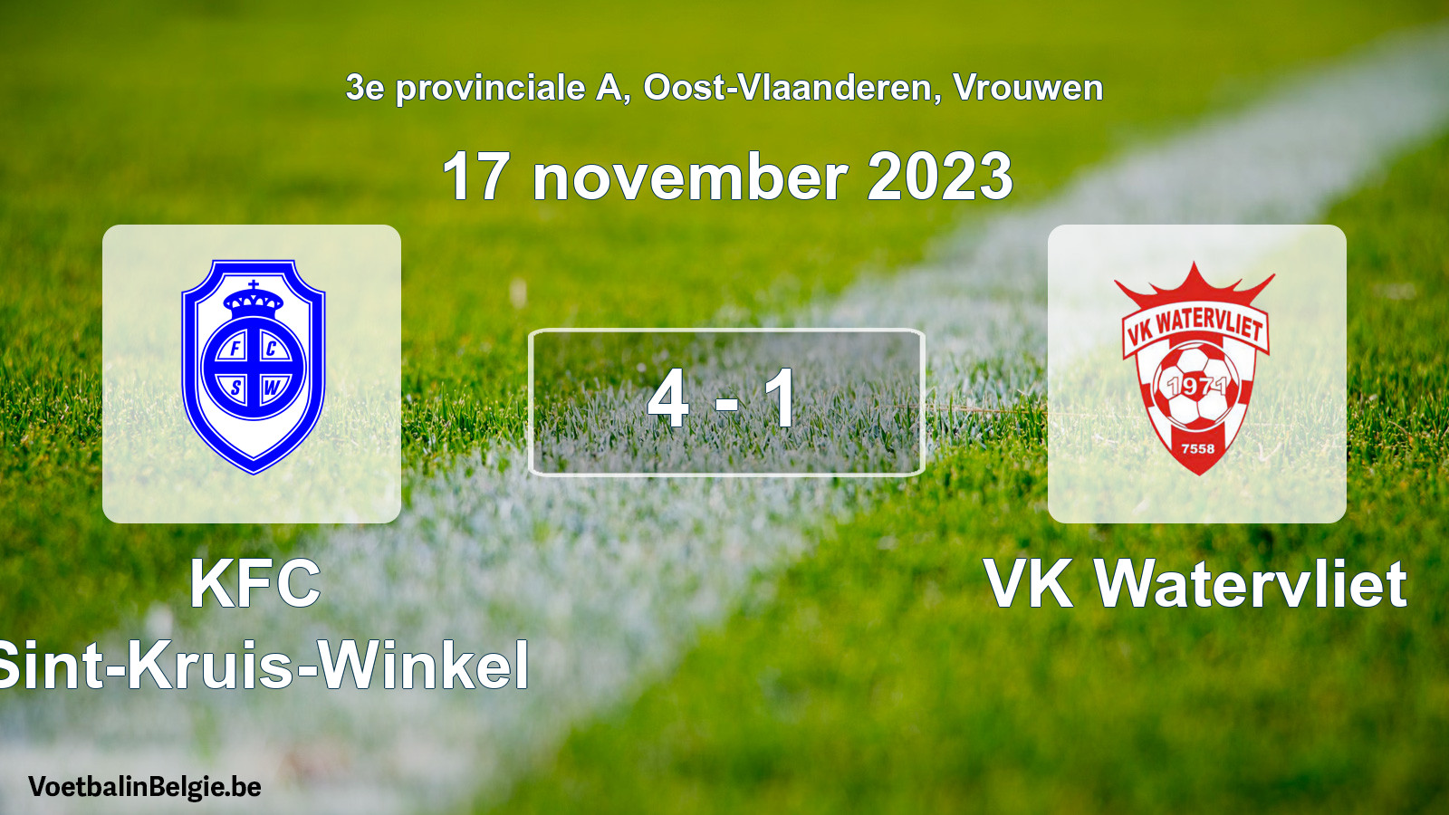 Gespeelde wedstrijd vrouwenvoetbal: KFC Sint-Kruis-Winkel - VK Watervliet 4 - 1 (17 november 2023)