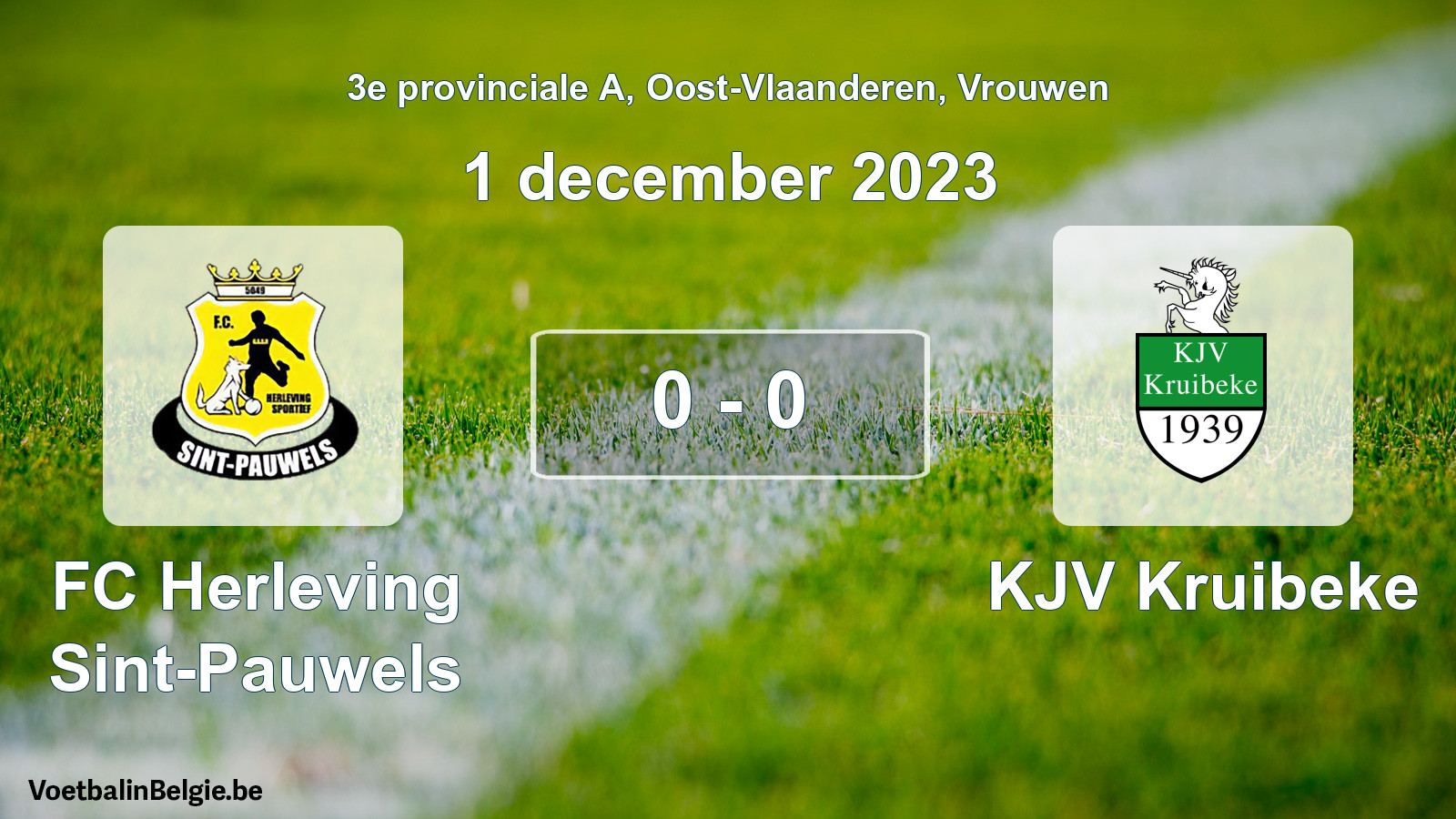 Gespeelde wedstrijd vrouwenvoetbal: FC Herleving Sint-Pauwels - KJV Kruibeke 0 - 0 (1 december 2023)