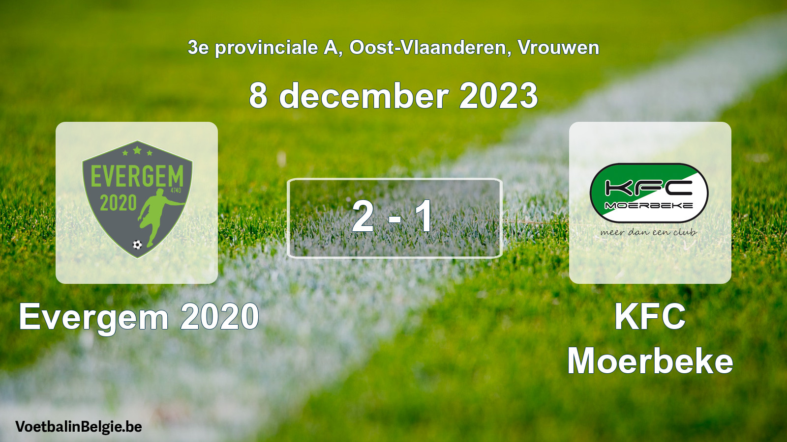 Gespeelde wedstrijd vrouwenvoetbal: Evergem 2020 - KFC Moerbeke 2 - 1 (8 december 2023)
