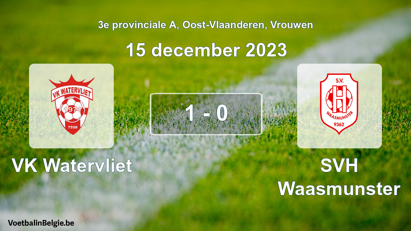 Gespeelde wedstrijd vrouwenvoetbal: VK Watervliet - SVH Waasmunster 1 - 0 (15 december 2023)