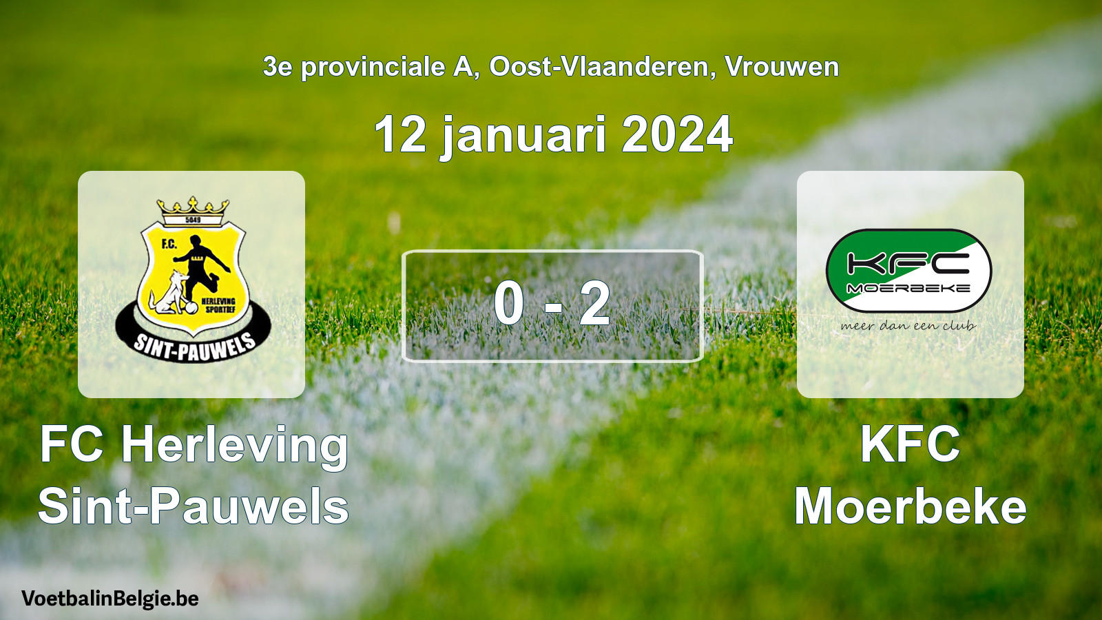 Gespeelde wedstrijd vrouwenvoetbal: FC Herleving Sint-Pauwels - KFC Moerbeke 0 - 2 (12 januari 2024)