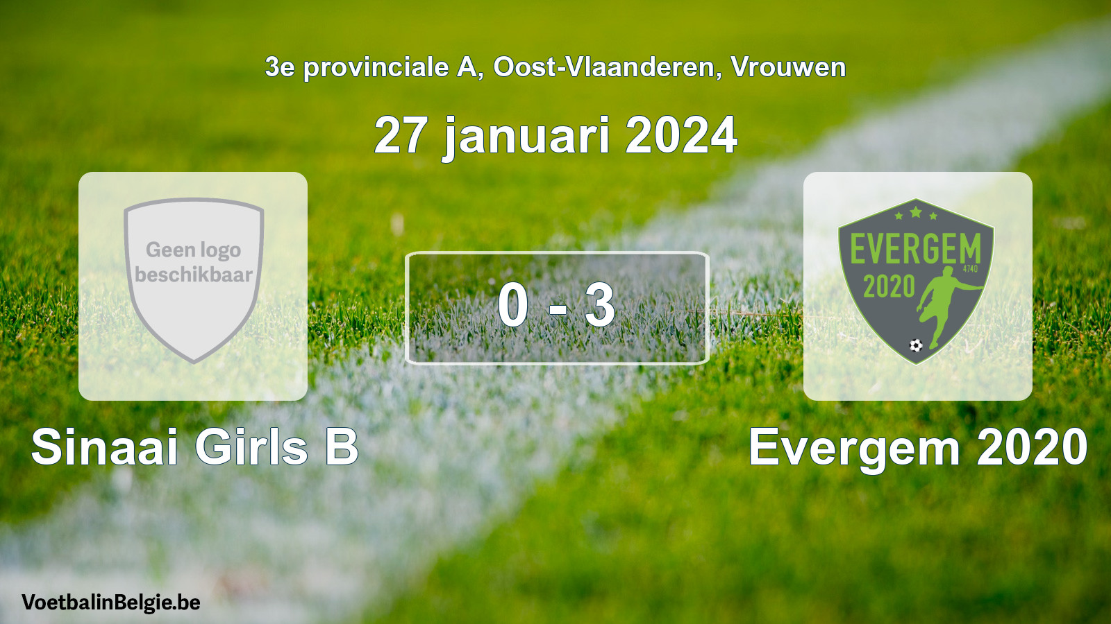 Gespeelde wedstrijd vrouwenvoetbal: Sinaai Girls B - Evergem 2020 0 - 3 (27 januari 2024)