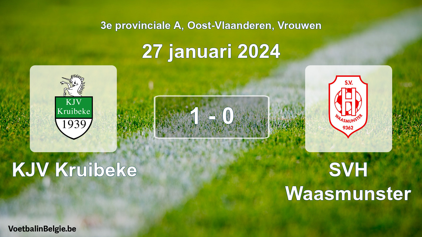Gespeelde wedstrijd vrouwenvoetbal: KJV Kruibeke - SVH Waasmunster 1 - 0 (27 januari 2024)