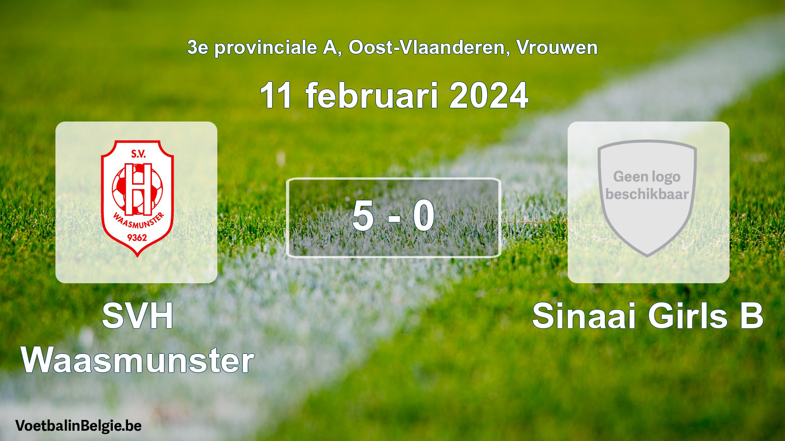 Gespeelde wedstrijd vrouwenvoetbal: SVH Waasmunster - Sinaai Girls B 5 - 0 (11 februari 2024)